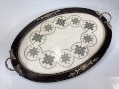 Ebonised brass and lace tray.