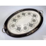 Ebonised brass and lace tray.