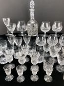 Collection of glassware to include five Waterford Colleen brandy balloons, six thistle sherry