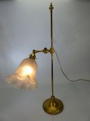 Brass Victorian adjustable lamp with flared glass shade