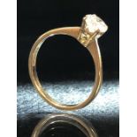 18ct Yellow Gold Diamond Solitaire Ring, set with an approx 0.75ct four claw set Diamond. Size