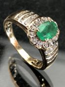 14ct yellow gold emerald and diamond ring