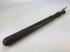 Victorian wooden truncheon, possibly a maker’s sample, painted with crown/ VR cypher/ “SC 1868”