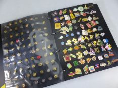 Large collection of pins and badges in album