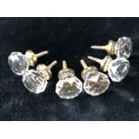 Six faceted Cut glass matching Knobs