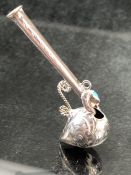 Delicate Victorian Silver small whistle with heart shaped bowl (possibly from a chatelaine)