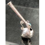 Delicate Victorian Silver small whistle with heart shaped bowl (possibly from a chatelaine)