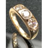 Gents 18ct yellow gold three stone diamond ring of approx 1.82cts