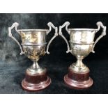 Pair of matching Silver hallmarked trophies approx 207g Birmingham by Alexander Clark & Co Ltd