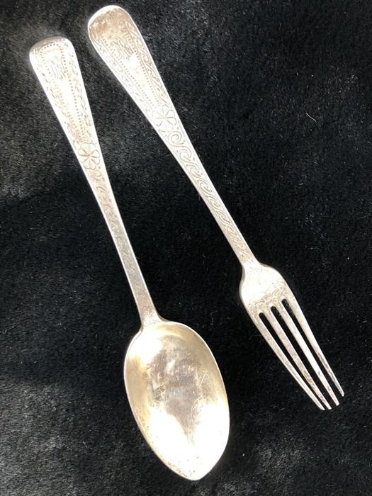 Hallmarked Victorian Silver Christening set of Spoon & Fork Hallmarks for London 1868 maker