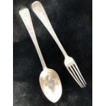 Hallmarked Victorian Silver Christening set of Spoon & Fork Hallmarks for London 1868 maker