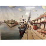 Framed & glazed Limited Edition print of Princes Wharf by R W Forster, no. 103/600