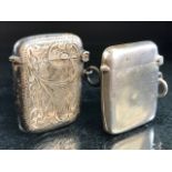 Two Hallmarked Silver Vesta cases makers SB&SL Chester 1909 & Birmingham 1908 maker WHH