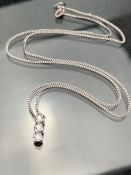 18ct White Gold chain with 18ct white Gold pendant set with Three Bright Diamonds