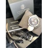 Solar powered Gents Citizen Eco-Drive WR100 large faced watch in original box with paperwork &