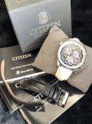 Solar powered Gents Citizen Eco-Drive WR100 large faced watch in original box with paperwork &