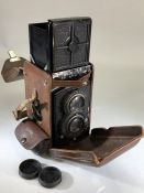 ROLLEIFLEX TWIN LENS REFLEX CAMERA COMPUR Carl Zeiss in original case with additional Zeiss Proxar