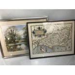 BILL TOOP limited edition print and a framed Saxton's Map of Dorsetshire
