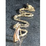 9ct yellow and White Gold Pendant set with two Diamonds (the larger approx 0.05cts) hung on a 9ct
