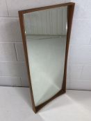 Danish teak mid-century bevel edged mirror approx 96cm x 42cm. Marked to back 'Made in Denmark'