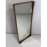 Danish teak mid-century bevel edged mirror approx 96cm x 42cm. Marked to back 'Made in Denmark'