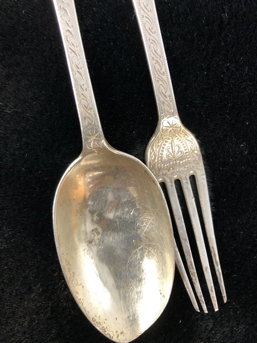 Hallmarked Victorian Silver Christening set of Spoon & Fork Hallmarks for London 1868 maker - Image 3 of 6