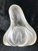 Lalique Signed Frosted Glass bust- Depicting The Madonna at prayer Etched to Underside of Statue '