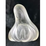 Lalique Signed Frosted Glass bust- Depicting The Madonna at prayer Etched to Underside of Statue '