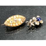 Two Small Child's Brooches: (One) 18K single flower measuring approx: 18.65mm x 10mm, with an