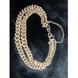 9ct Gold curb link double chain bracelet, each link hallmarked (approx 29.4g)