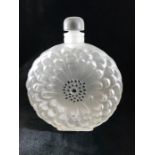 Rene Lalique frosted glass sunflower design scent bottle, with moulded flowerhead to front and