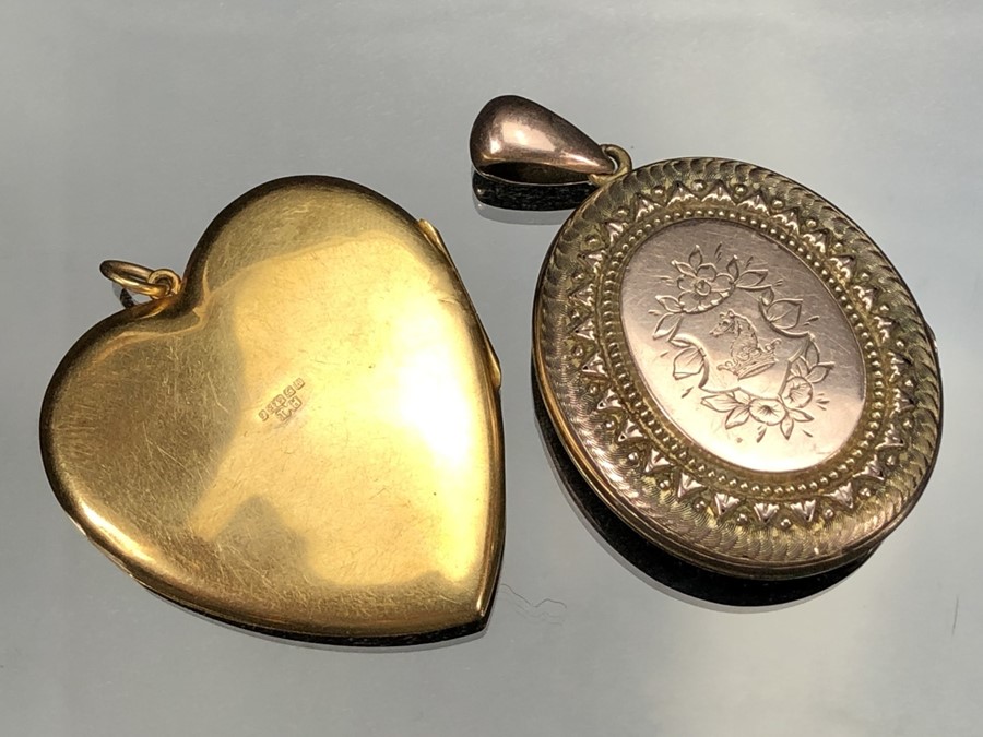 Two Lockets: (One) Approx: 38.25mm x 32mm across oval, set with a Seed Pearl Star on the front and - Image 3 of 3