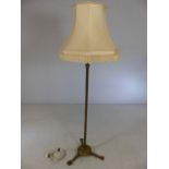 Victorian brass telescopic standard lamp with cream shade