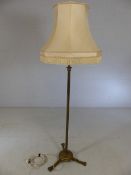 Victorian brass telescopic standard lamp with cream shade