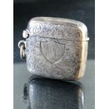 Birmingham hallmarked Silver Vesta case with incised decoration