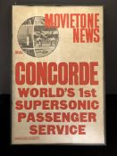 Vintage Poster Concorde interest: Original MOVIETONE NEWS advertising poster (provenance: from a