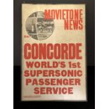 Vintage Poster Concorde interest: Original MOVIETONE NEWS advertising poster (provenance: from a