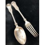 Hallmarked Silver Christening set of Spoon & Fork Hallmarks for Exeter 1867 maker "HA" Atkins