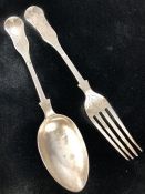 Hallmarked Silver Christening set of Spoon & Fork Hallmarks for Exeter 1867 maker "HA" Atkins