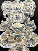 Collection of Masons Regency dinnerware and part tea/coffee service over two shelves