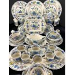 Collection of Masons Regency dinnerware and part tea/coffee service over two shelves