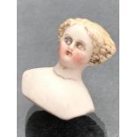 German Parian Doll bust, Circa 1860's found in the grounds of a Victorian Hospital approx 3cm tall
