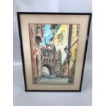 Antonio De Velez 1905 - 1969: Watercolour signed Lower right of a European street scene.