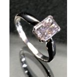 18ct white gold emerald cut single stone diamond ring of approx 1.1cts