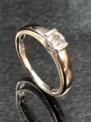 18ct yellow Gold Diamond Solitaire Ring. Stamped 0.33 inside the shank. Size approx N UK & 6.5 USA