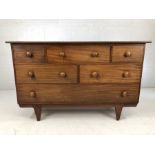 Mid century teak chest of drawers by Maple & Co with six drawers