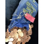 Large Quantity of uncirculated Pennies in original cash bag all 1966