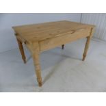 Antique pine kitchen table with single drawers