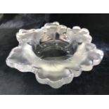 A Lalique Capucines glass bowl of naturalistic form with leaf shaped edges approx 31 cm signed to