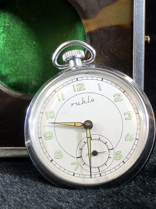 RUHLA pocket watch (working condition) in presentation case/ travel clock case, the case with - Image 3 of 6